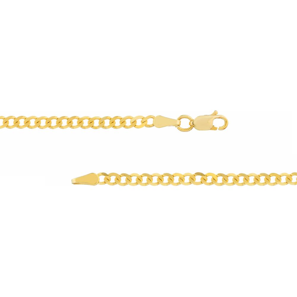 Olas d'Oro - 14K Yellow Gold Block Nameplate Necklace with 2.7mm Curb Chain - 6.90 Grams