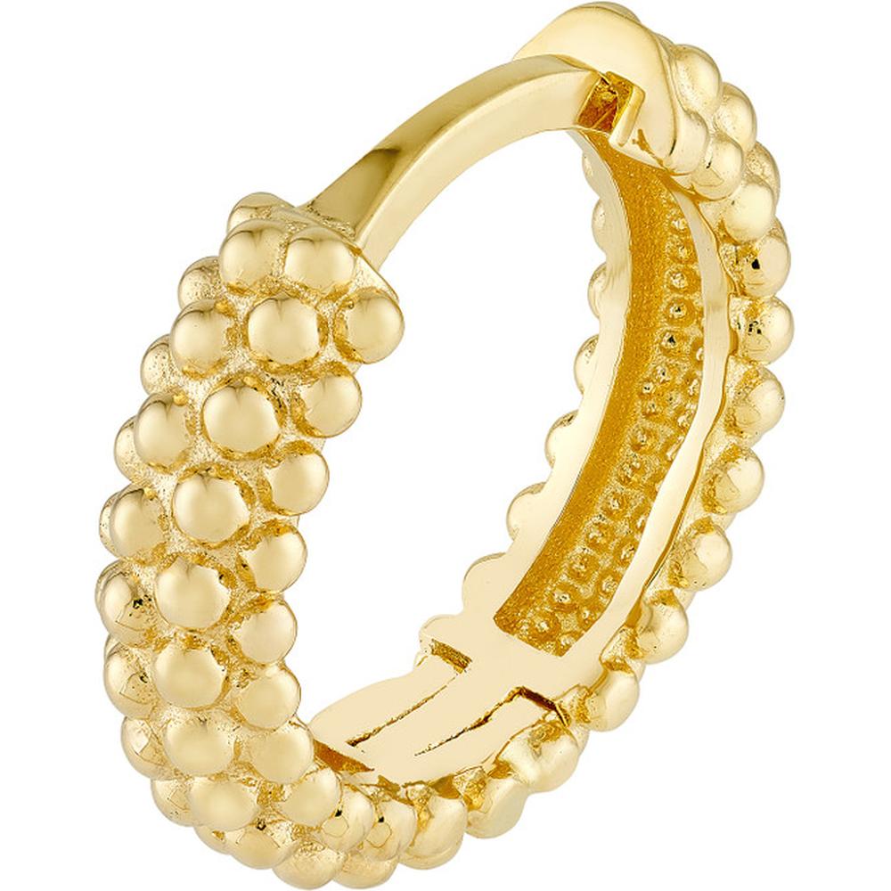 Olas d'Oro - 14K Yellow Gold Bobble Textured Round Hoop Earrings with Lever Back Closure - 2.81 Grams