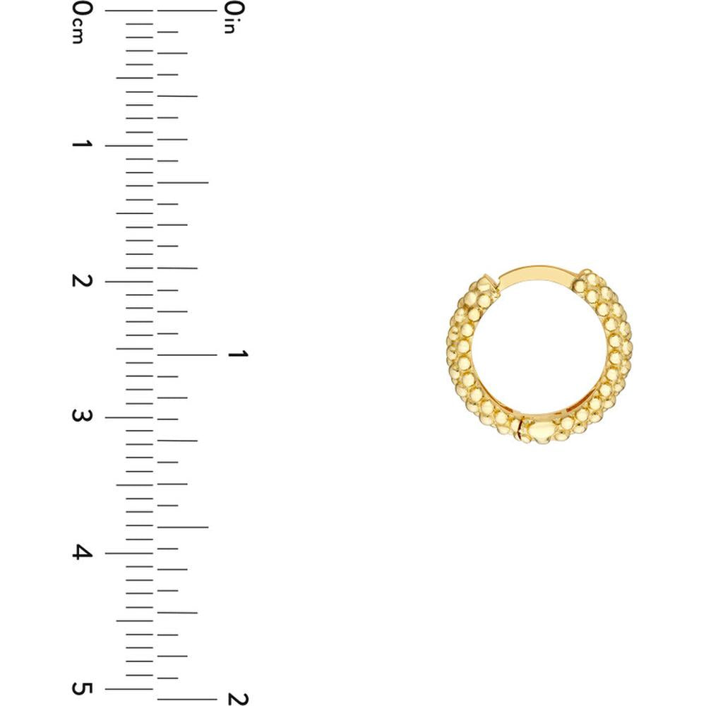 Olas d'Oro - 14K Yellow Gold Bobble Textured Round Hoop Earrings with Lever Back Closure - 2.81 Grams