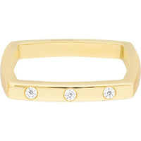 Olas d'Oro - 14K Yellow Gold Bold Diamond Square Band Ring - 1/15tcw Diamond Weight