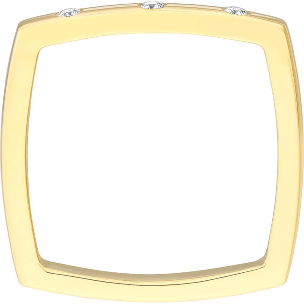Olas d'Oro - 14K Yellow Gold Bold Diamond Square Band Ring - 1/15tcw Diamond Weight