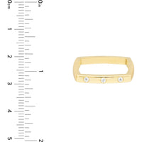 Olas d'Oro - 14K Yellow Gold Bold Diamond Square Band Ring - 1/15tcw Diamond Weight