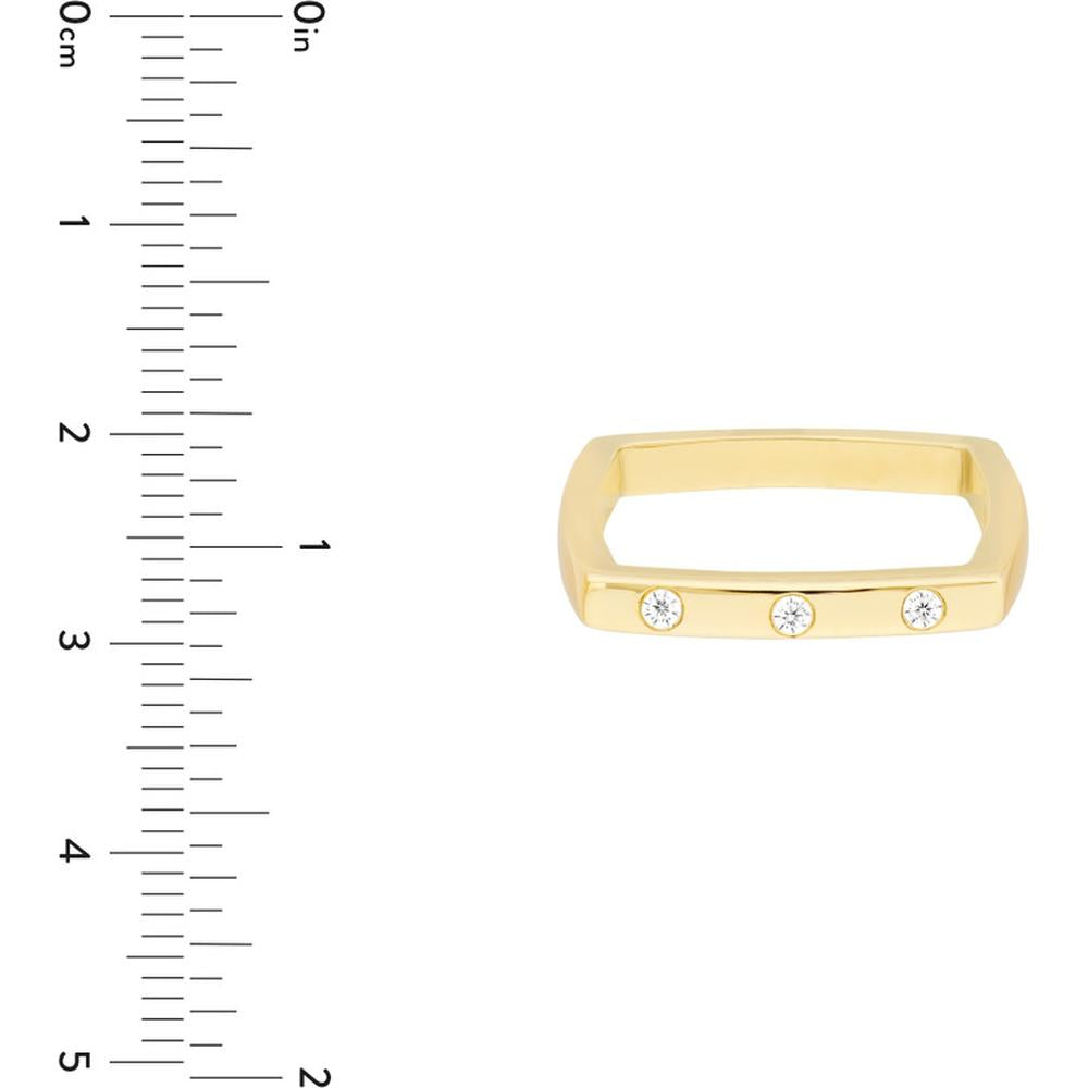 Olas d'Oro - 14K Yellow Gold Bold Diamond Square Band Ring - 1/15tcw Diamond Weight