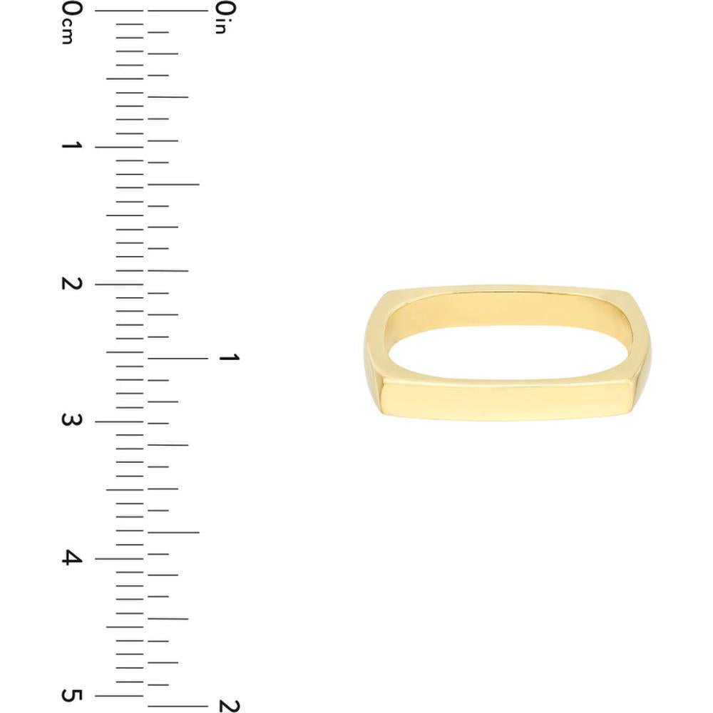 Olas d'Oro - 14K Yellow Gold Bold Square Stack Ring - Size 7 - 5.09 Grams Weight