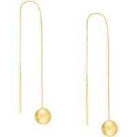 Olas d'Oro - 14K Yellow Gold Bombe Disc Threader Earrings - 1.13 Grams Total Weight