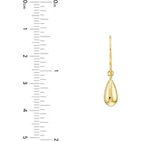 Olas d'Oro - 14K Yellow Gold Bombe Teardrop Earrings on Fish Hook - 1.20 Grams Total Weight