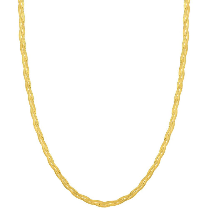 Olas d'Oro - 14K Yellow Gold Braided Herringbone Chain Bracelet - 7" - 4.62 Grams Weight