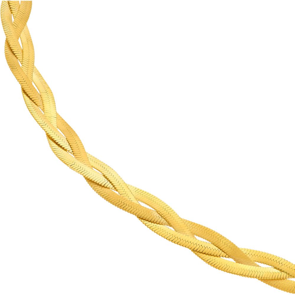 Olas d'Oro - 14K Yellow Gold Braided Herringbone Chain Bracelet - 7" - 4.62 Grams Weight