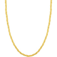 Olas d'Oro - 14K Yellow Gold Braided Herringbone Chain Necklace - 18" Length, Lobster Clasp, 2.50mm Gauge