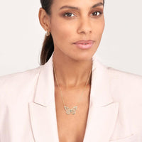 Olas d'Oro - 14K Yellow Gold Butterfly Carving Pendant Necklace with Adjustable Chain - 3.41 Grams Total Weight