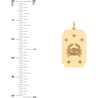 Olas d'Oro - 14K Yellow Gold Cancer Engraved Pendant with Celestial Star Detailing - 1.81 Grams