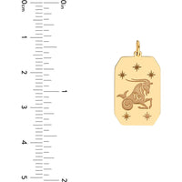 Olas d'Oro - 14K Yellow Gold Capricorn Zodiac Engraved Pendant with Star Details - 1.71 Grams Total Weight