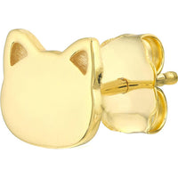 Olas d'Oro - 14K Yellow Gold Cat Stud Earrings - Fun & Playful Design