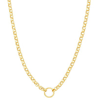 Olas d'Oro - 14K Yellow Gold Charm-Ready Hollow Rolo Chain Necklace - 3.80mm Link Width