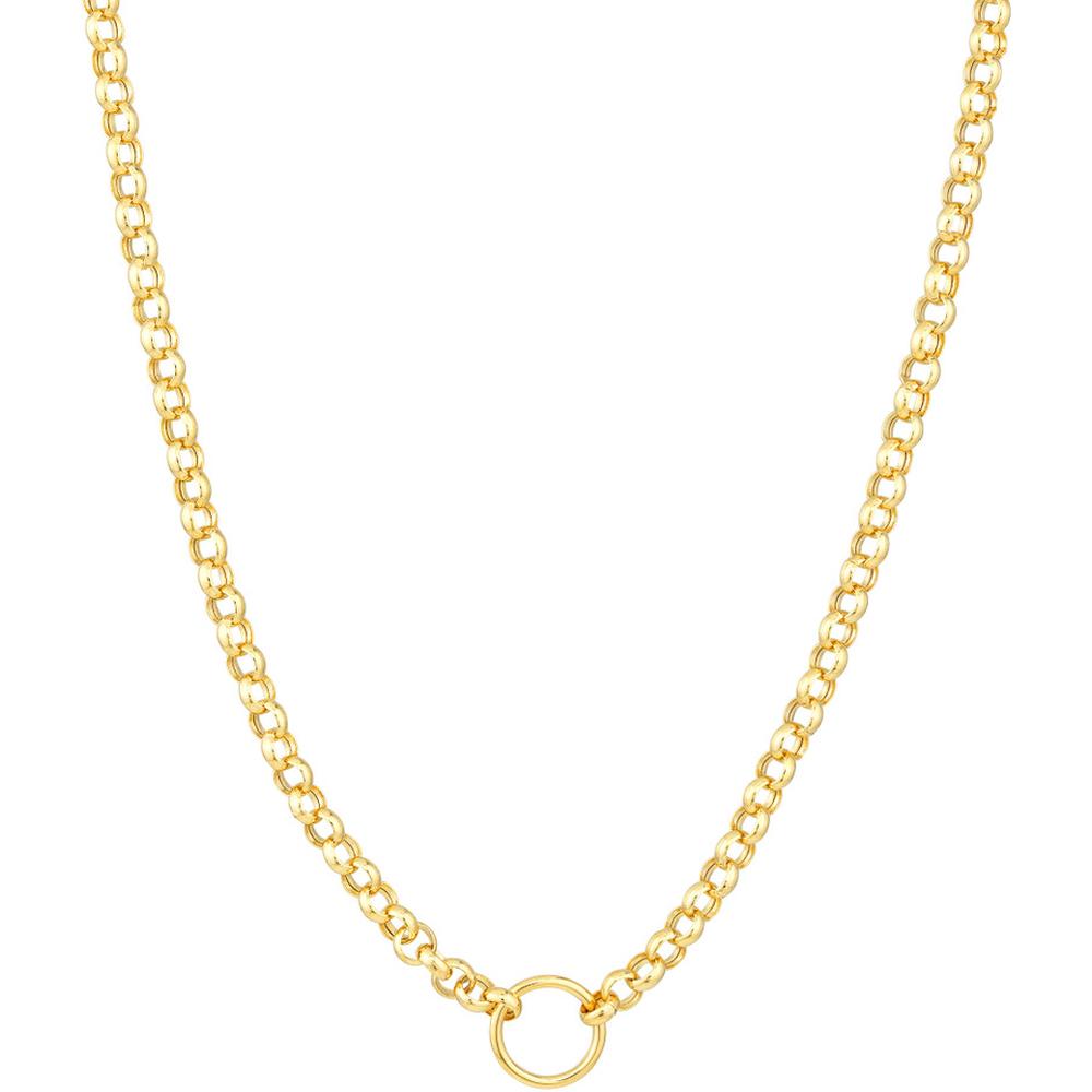 Olas d'Oro - 14K Yellow Gold Charm-Ready Hollow Rolo Chain Necklace - 3.80mm Link Width