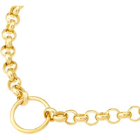 Olas d'Oro - 14K Yellow Gold Charm-Ready Hollow Rolo Chain Necklace - 3.80mm Link Width