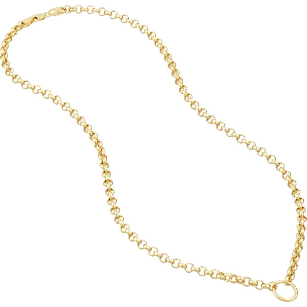 Olas d'Oro - 14K Yellow Gold Charm-Ready Hollow Rolo Chain Necklace - 3.80mm Link Width