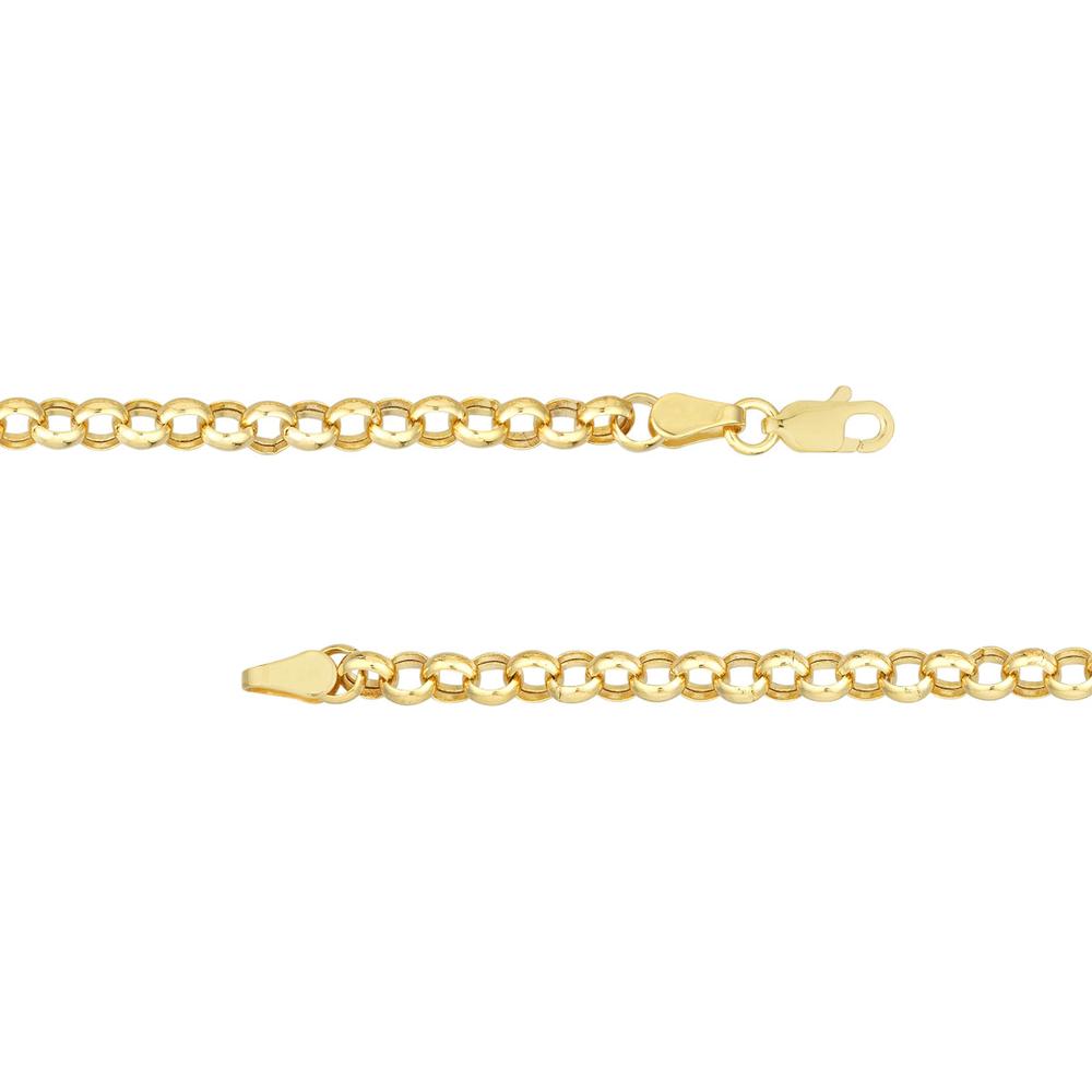 Olas d'Oro - 14K Yellow Gold Charm-Ready Hollow Rolo Chain Necklace - 3.80mm Link Width