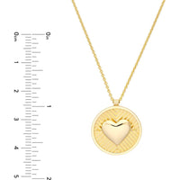 Olas d'Oro - 14K Yellow Gold Chevron and Puff Heart Medallion Necklace