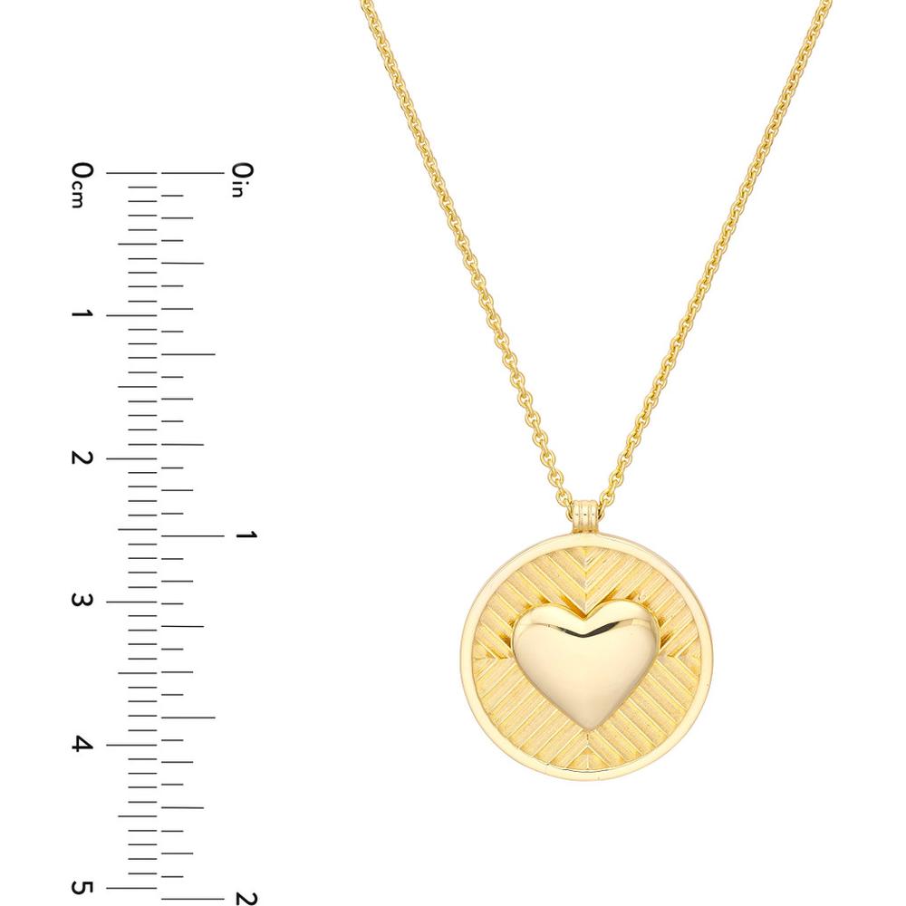 Olas d'Oro - 14K Yellow Gold Chevron and Puff Heart Medallion Necklace