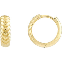 Olas d'Oro - 14K Yellow Gold Chevron Twisted Hinge Hoop Earrings - 2.37 Grams
