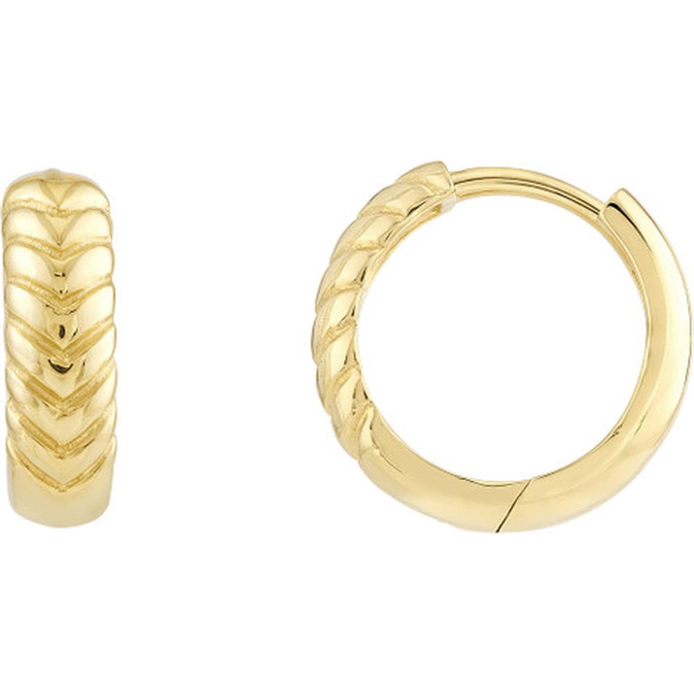 Olas d'Oro - 14K Yellow Gold Chevron Twisted Hinge Hoop Earrings - 2.37 Grams