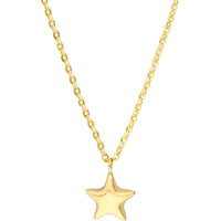Olas d'Oro - 14K Yellow Gold Child's Puff Star Necklace with Adjustable Chain