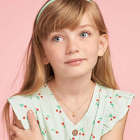 Olas d'Oro - 14K Yellow Gold Child's Puff Star Necklace with Adjustable Chain