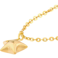 Olas d'Oro - 14K Yellow Gold Child's Puff Star Necklace with Adjustable Chain