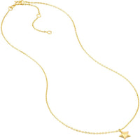 Olas d'Oro - 14K Yellow Gold Child's Puff Star Necklace with Adjustable Chain