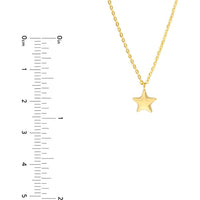Olas d'Oro - 14K Yellow Gold Child's Puff Star Necklace with Adjustable Chain
