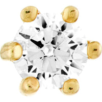 Olas d'Oro - 14K Yellow Gold Child's Six-Prong CZ Stud Earrings with Screw Back - 1.0 Carat Total CZ Weight