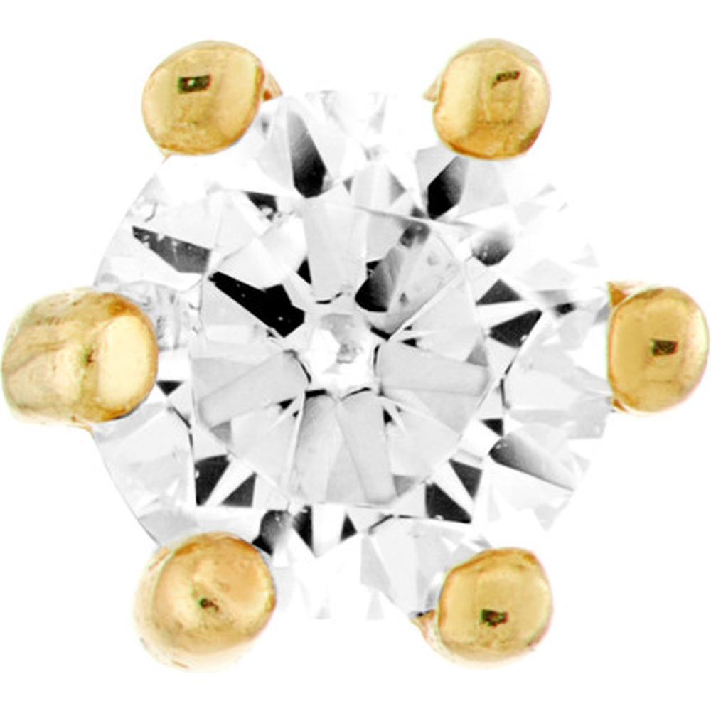 Olas d'Oro - 14K Yellow Gold Child's Six-Prong CZ Stud Earrings with Screw Back - 1.0 Carat Total CZ Weight