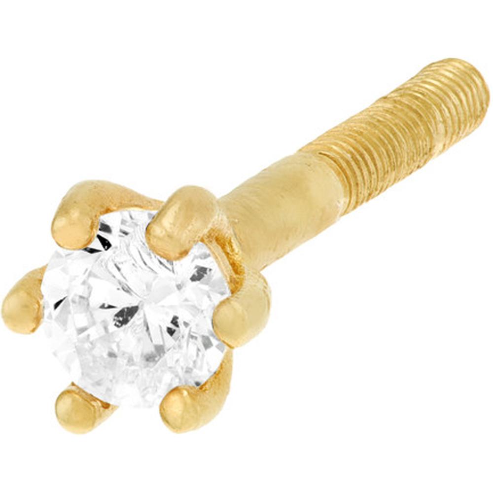 Olas d'Oro - 14K Yellow Gold Child's Six-Prong CZ Stud Earrings with Screw Back - 1.0 Carat Total CZ Weight