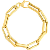 Olas d'Oro - 14K Yellow Gold Chunky Oval Pinched Link Bracelet - 13.74 Grams