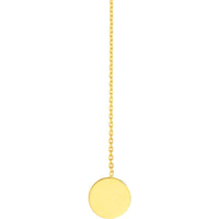 Olas d'Oro - 14K Yellow Gold Circle and Engravable Disc Lariat Necklace - 2.15 Grams Weight