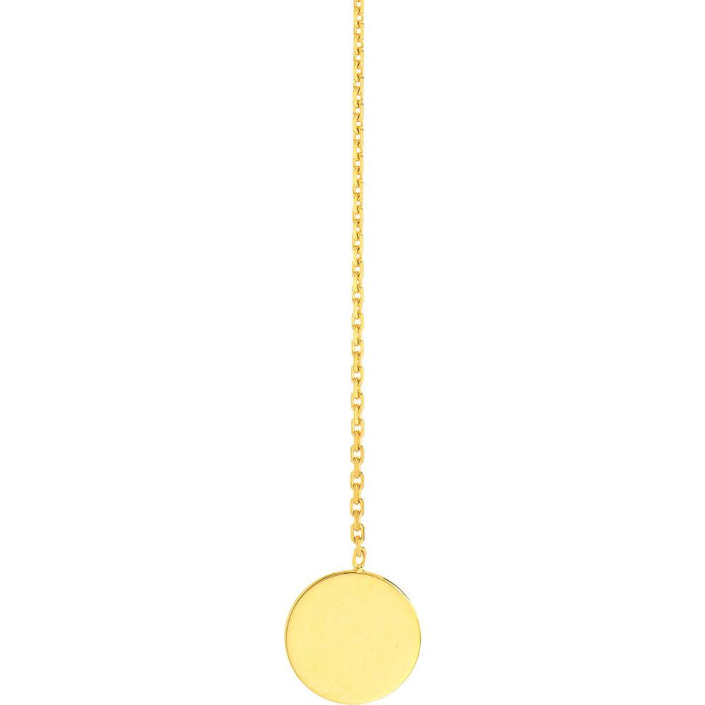 Olas d'Oro - 14K Yellow Gold Circle and Engravable Disc Lariat Necklace - 2.15 Grams Weight