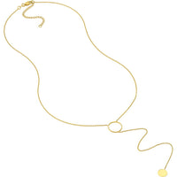 Olas d'Oro - 14K Yellow Gold Circle and Engravable Disc Lariat Necklace - 2.15 Grams Weight