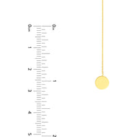 Olas d'Oro - 14K Yellow Gold Circle and Engravable Disc Lariat Necklace - 2.15 Grams Weight
