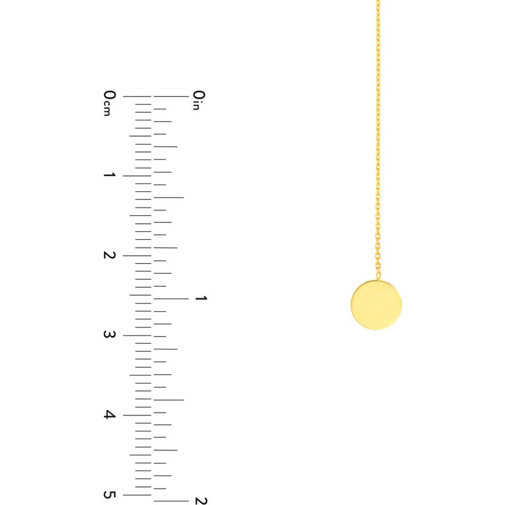 Olas d'Oro - 14K Yellow Gold Circle and Engravable Disc Lariat Necklace - 2.15 Grams Weight