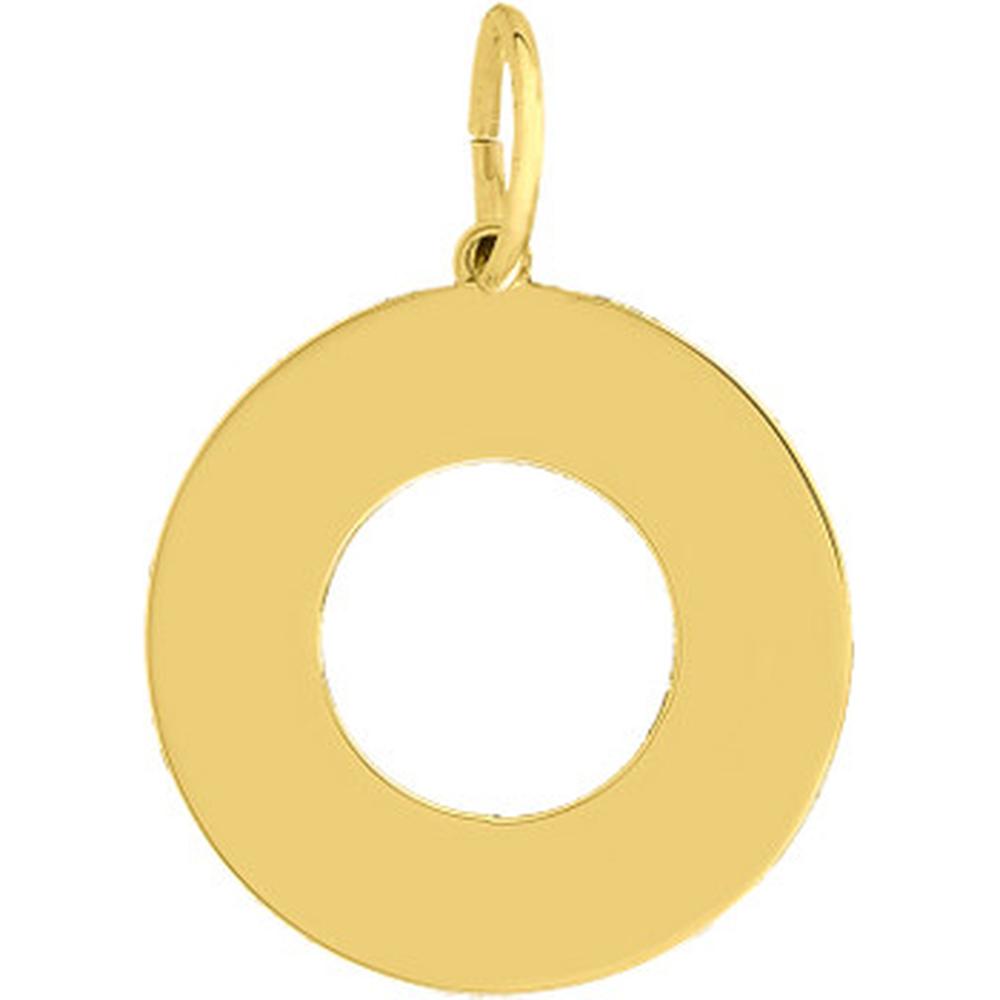 Olas d'Oro - 14K Yellow Gold Circle Cutout Engravable Charm - 18mm