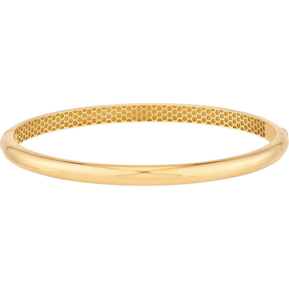 Olas d'Oro - 14K Yellow Gold Classic Dome Bangle with Hinge Closure - 11.66g Average Weight