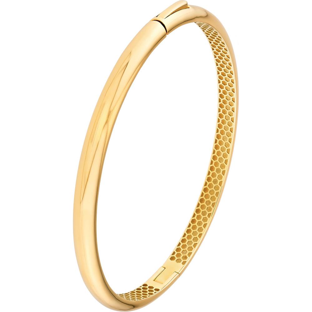 Olas d'Oro - 14K Yellow Gold Classic Dome Bangle with Hinge Closure - 11.66g Average Weight