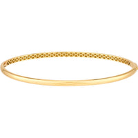 Olas d'Oro - 14K Yellow Gold Classic Thin Dome Bangle with Hinge Closure - 5.40 Grams Weight
