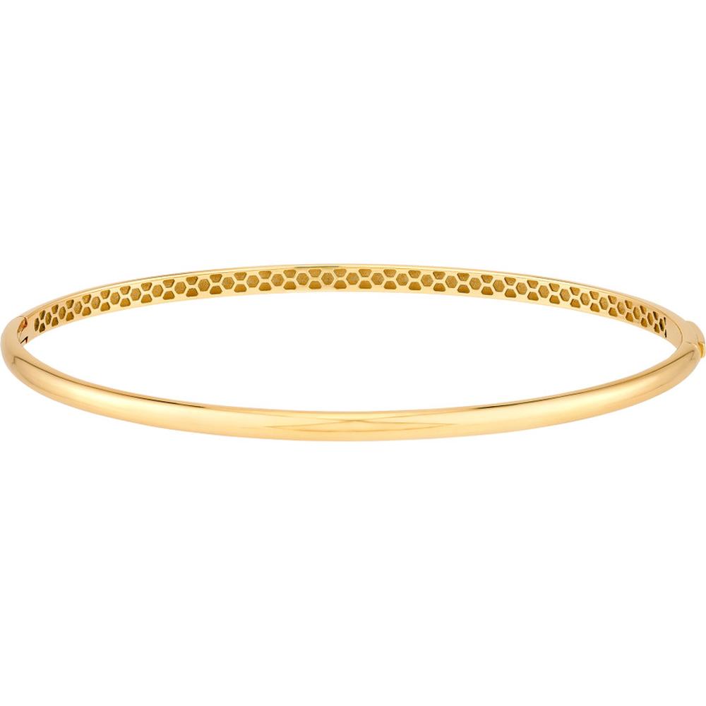 Olas d'Oro - 14K Yellow Gold Classic Thin Dome Bangle with Hinge Closure - 5.40 Grams Weight