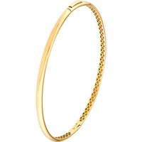 Olas d'Oro - 14K Yellow Gold Classic Thin Dome Bangle with Hinge Closure - 5.40 Grams Weight