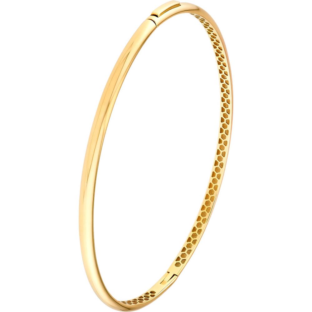 Olas d'Oro - 14K Yellow Gold Classic Thin Dome Bangle with Hinge Closure - 5.40 Grams Weight