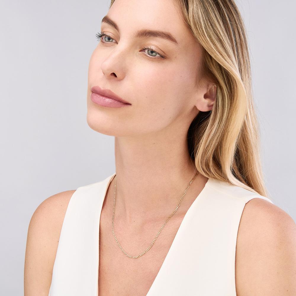Olas d'Oro - 14K Yellow Gold Concave Figaro Chain Necklace - 20" Length, 2.35mm, 4.97 Grams