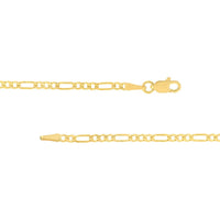 Olas d'Oro - 14K Yellow Gold Concave Figaro Chain Necklace - 20" Length, 2.35mm, 4.97 Grams