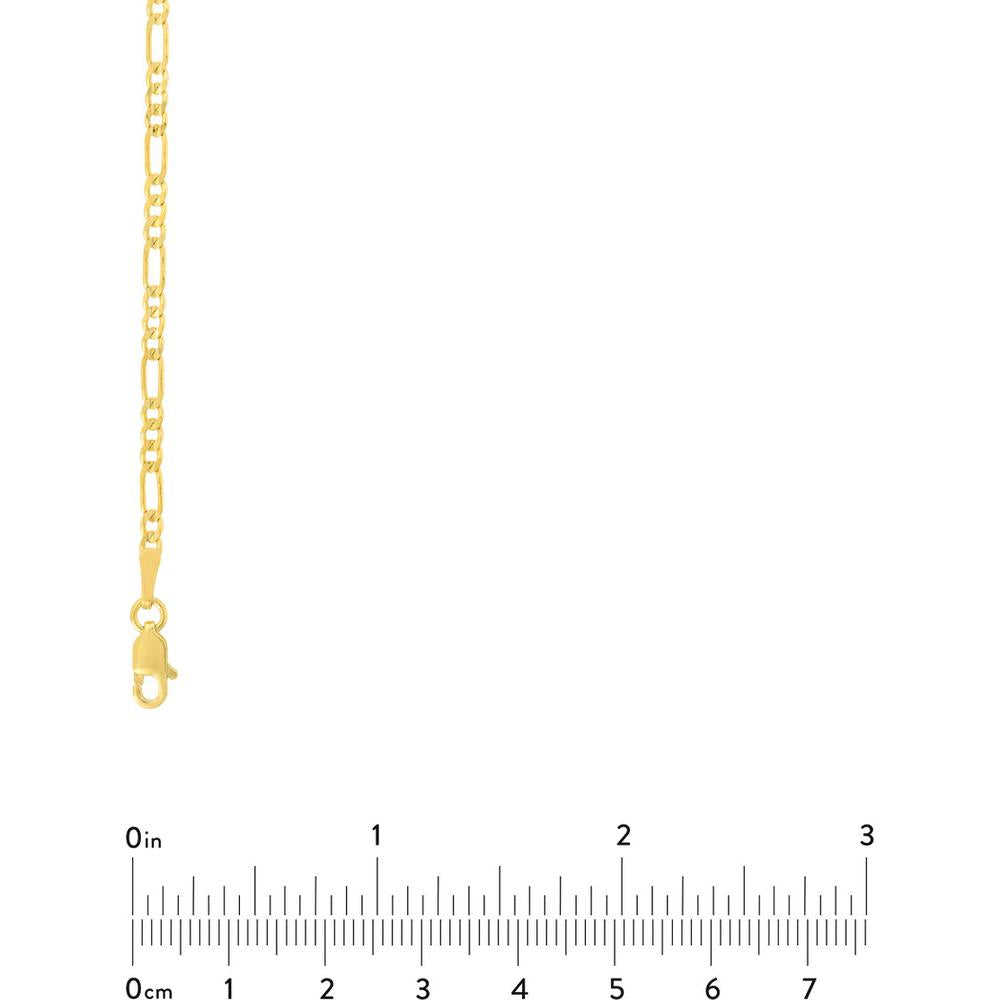 Olas d'Oro - 14K Yellow Gold Concave Figaro Chain Necklace - 20" Length, 2.35mm, 4.97 Grams